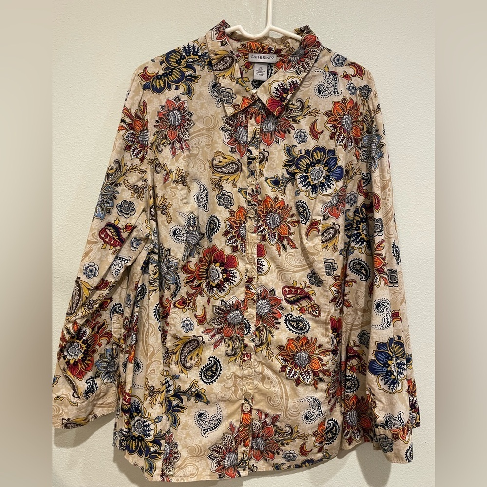 Catherines Multicolor Floral Paisley Blouse